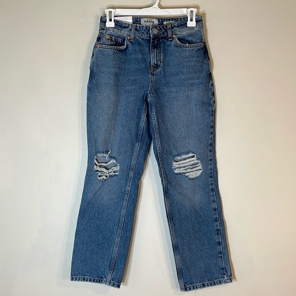 HANYA Boyfriend Distressed Rigged Jeans. 2(UK 6 Short). NWT.